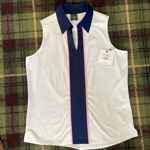 Belyn Key Sandy Sleeveless Women's Golf Shirt - Chalk/Ink/Petal resort